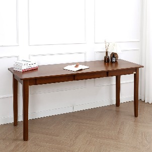 [해피아워][Loydn Natural] 고무나무 원목 일자형 책상 테이블 1800