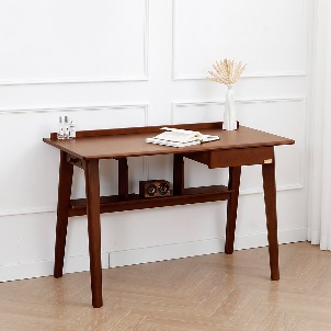 [해피아워][Loydn Natural] 고무나무 원목 서재 서랍형 책상 테이블 1200